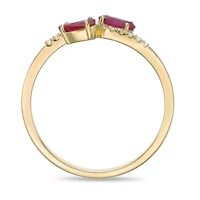 10K Gold Ruby and Diamond Accent Ring