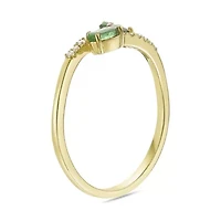 10K Gold Emerald and Diamond Accent Ring