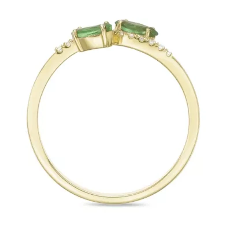 10K Gold Emerald and Diamond Accent Ring