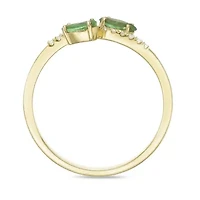 10K Gold Emerald and Diamond Accent Ring