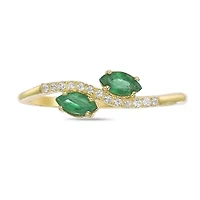 10K Gold Emerald and Diamond Accent Ring