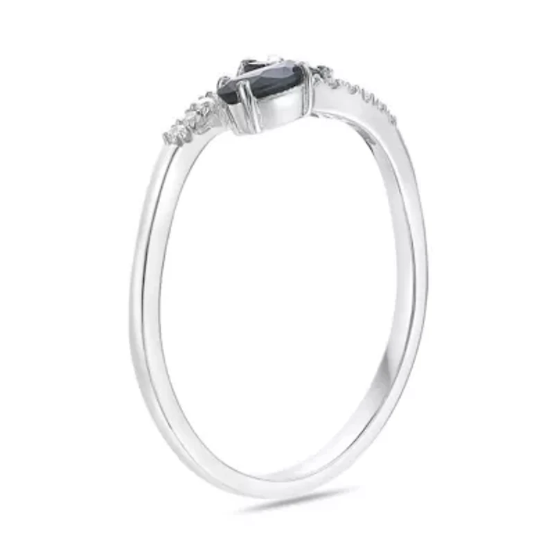 10K White Gold Sapphire and Diamond Accent Ring