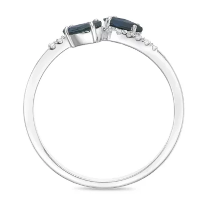 10K White Gold Sapphire and Diamond Accent Ring