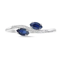 10K White Gold Sapphire and Diamond Accent Ring