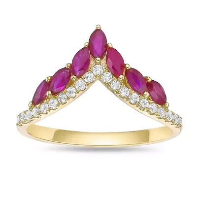 10K Gold Ruby and 1/6 ct. t.w. Diamond Ring
