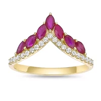 10K Gold Ruby and 1/6 ct. t.w. Diamond Ring