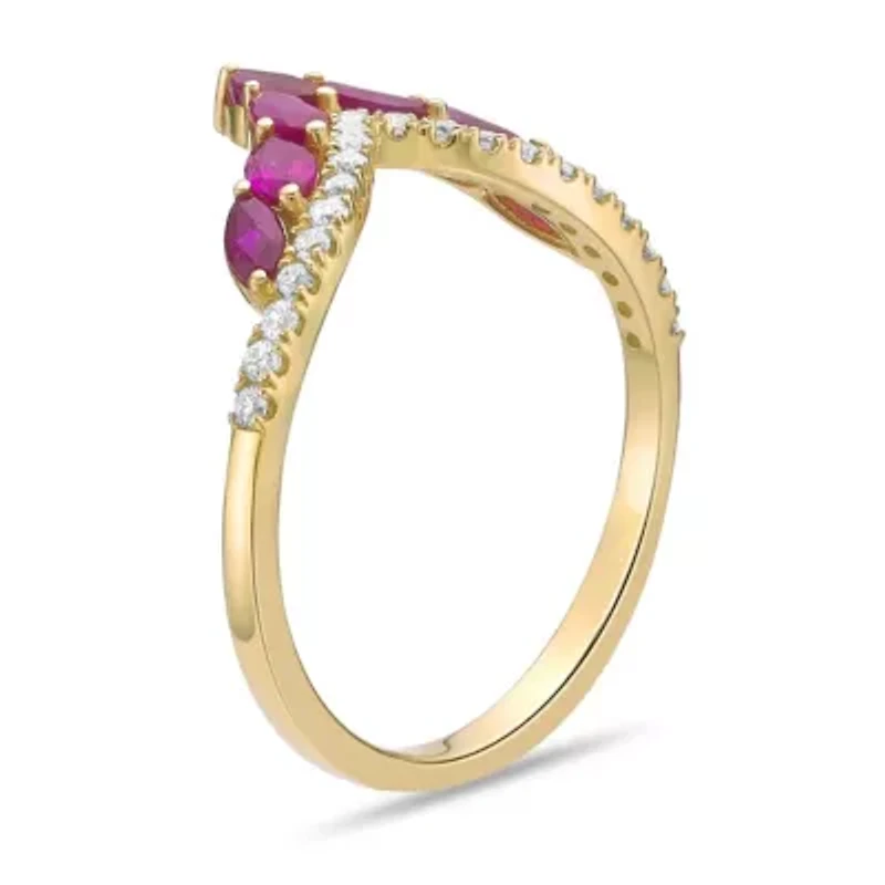 10K Gold Ruby and 1/6 ct. t.w. Diamond Ring