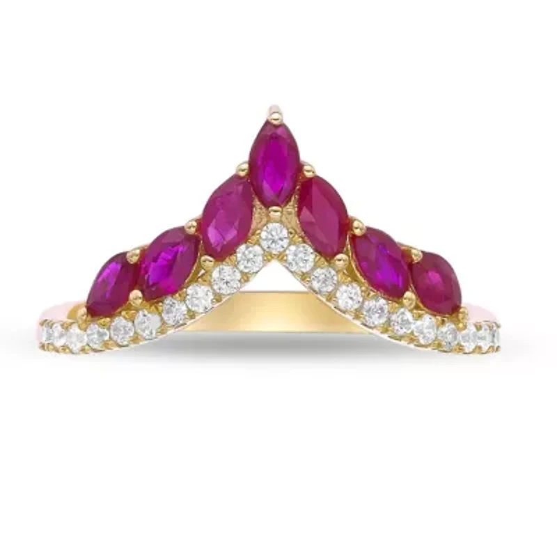 10K Gold Ruby and 1/6 ct. t.w. Diamond Ring