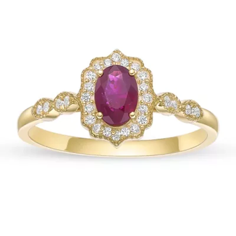 10K Gold Ruby and 1/ ct. t.w. Diamond Ring