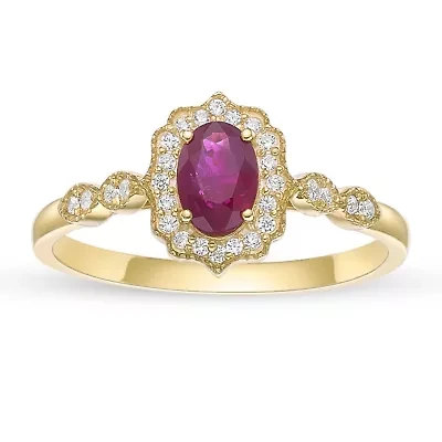 10K Gold Ruby and 1/ ct. t.w. Diamond Ring