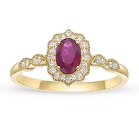 10K Gold Ruby and 1/ ct. t.w. Diamond Ring
