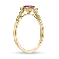 10K Gold Ruby and 1/ ct. t.w. Diamond Ring