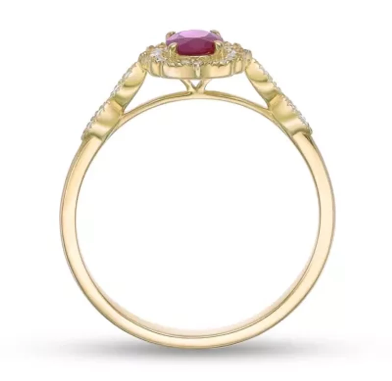 10K Gold Ruby and 1/ ct. t.w. Diamond Ring