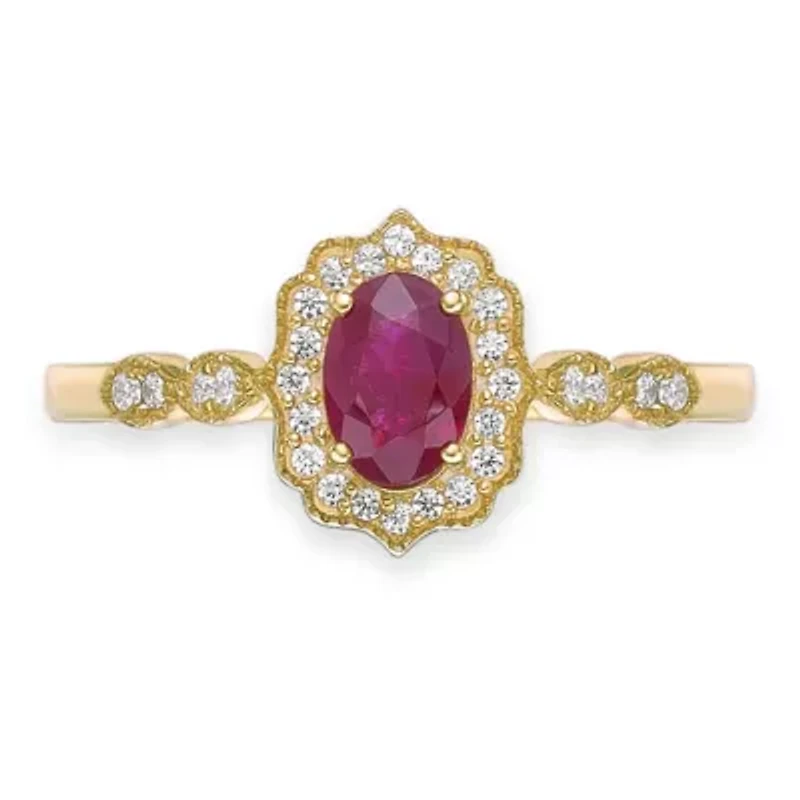 10K Gold Ruby and 1/ ct. t.w. Diamond Ring