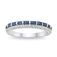 10K White Gold Sapphire and 1/6 ct. t.w. Diamond Ring