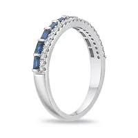 10K White Gold Sapphire and 1/6 ct. t.w. Diamond Ring