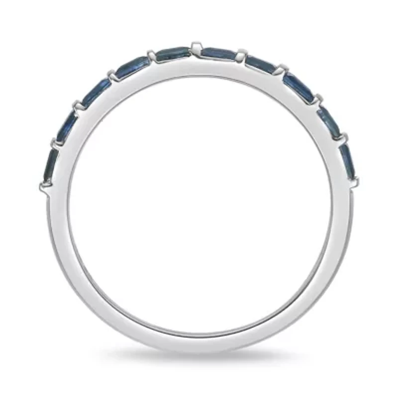 10K White Gold Sapphire and 1/6 ct. t.w. Diamond Ring