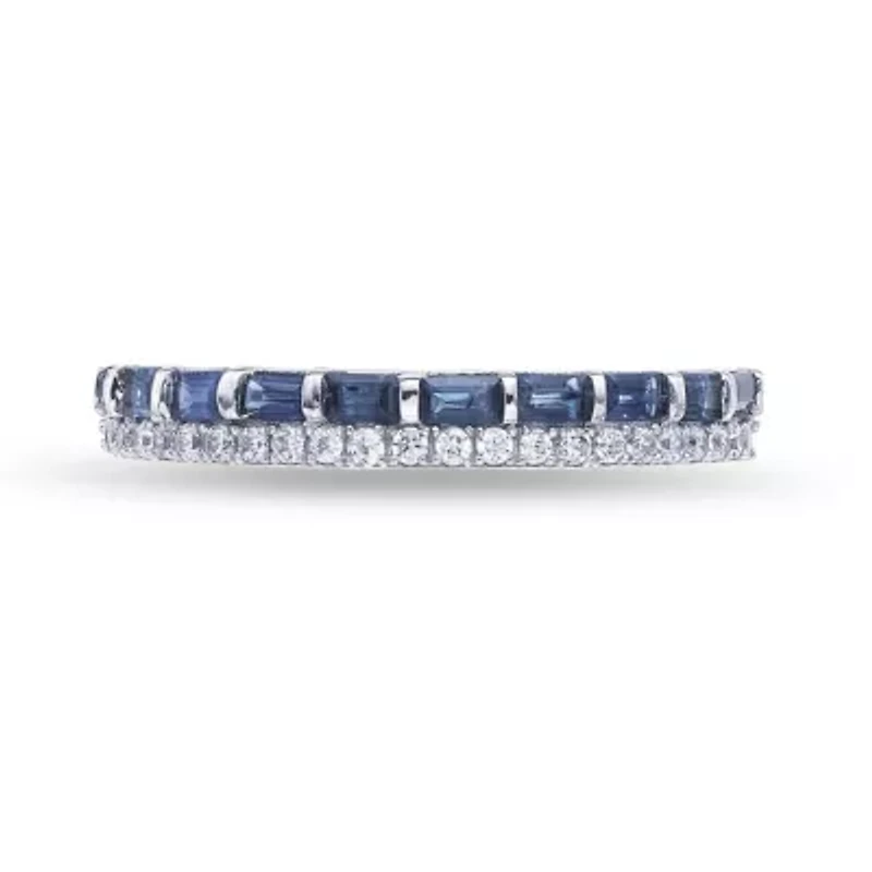 10K White Gold Sapphire and 1/6 ct. t.w. Diamond Ring