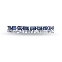 10K White Gold Sapphire and 1/6 ct. t.w. Diamond Ring