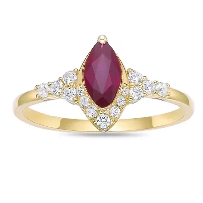 10K Gold Ruby and 1/6 ct. t.w. Diamond Ring