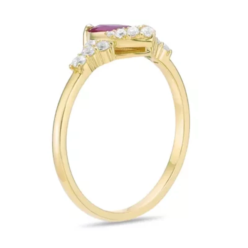 10K Gold Ruby and 1/6 ct. t.w. Diamond Ring