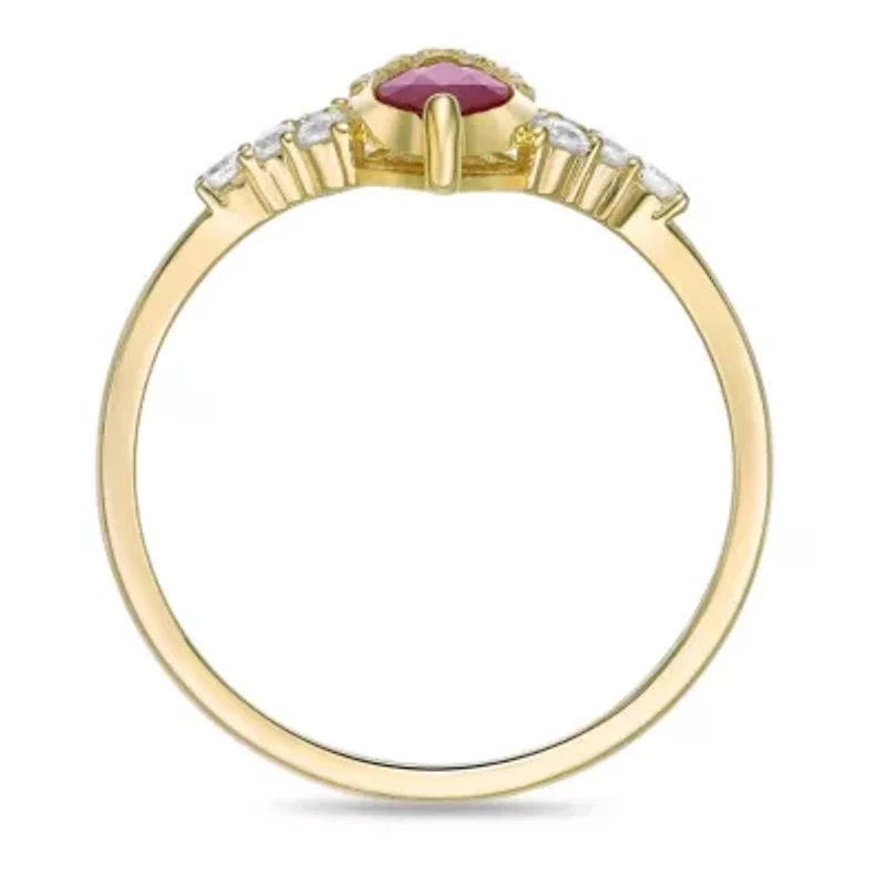 10K Gold Ruby and 1/6 ct. t.w. Diamond Ring