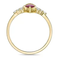 10K Gold Ruby and 1/6 ct. t.w. Diamond Ring