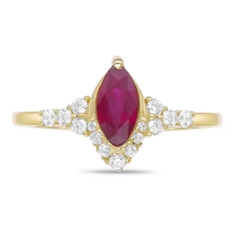 10K Gold Ruby and 1/6 ct. t.w. Diamond Ring
