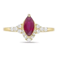 10K Gold Ruby and 1/6 ct. t.w. Diamond Ring
