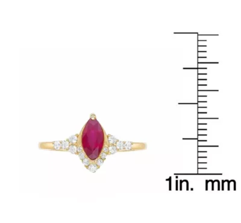 10K Gold Ruby and 1/6 ct. t.w. Diamond Ring
