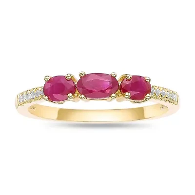 10K Gold Ruby and Diamond Accent Ring