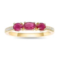 10K Gold Ruby and Diamond Accent Ring