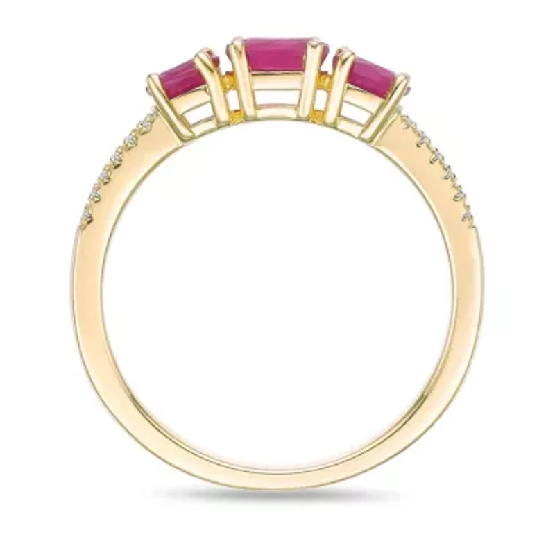10K Gold Ruby and Diamond Accent Ring
