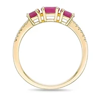 10K Gold Ruby and Diamond Accent Ring