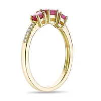 10K Gold Ruby and Diamond Accent Ring