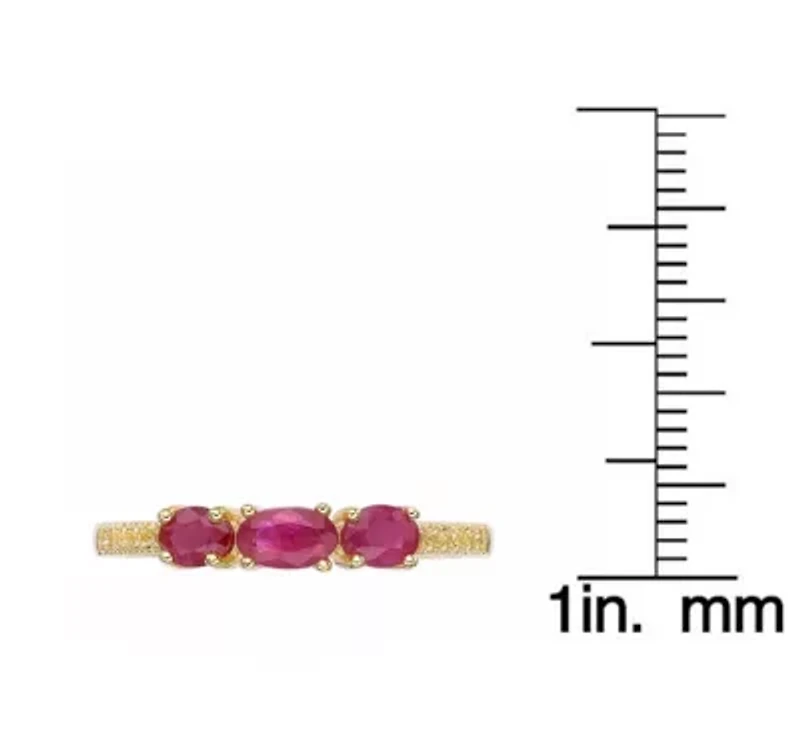 10K Gold Ruby and Diamond Accent Ring