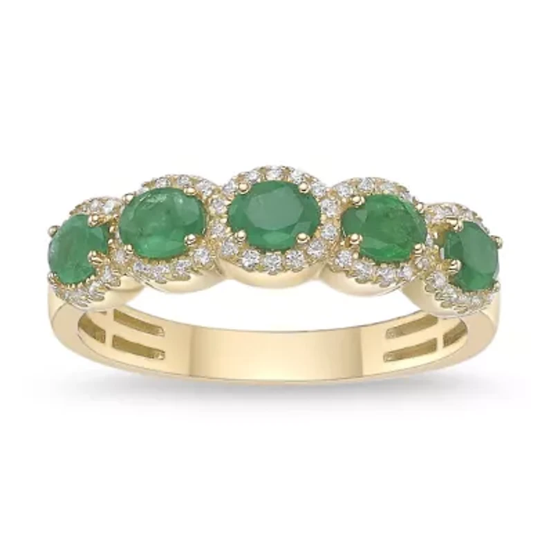 10K Gold Emerald and 1/4 ct. t.w. Diamond Ring
