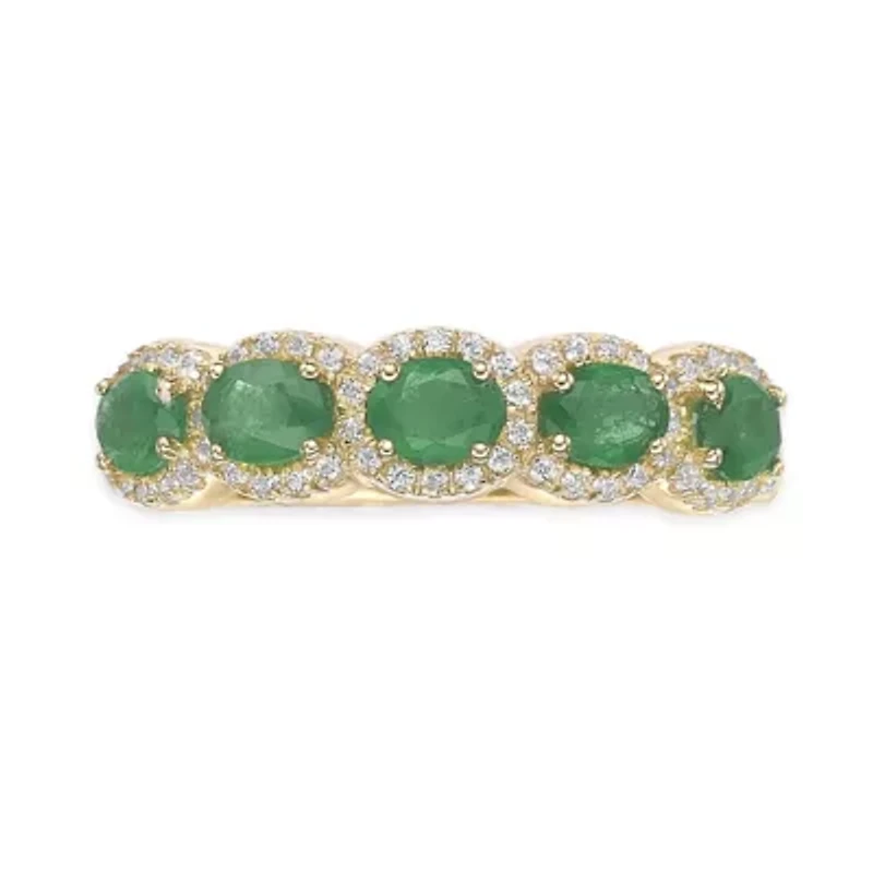 10K Gold Emerald and 1/4 ct. t.w. Diamond Ring
