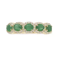 10K Gold Emerald and 1/4 ct. t.w. Diamond Ring