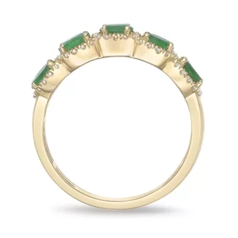 10K Gold Emerald and 1/4 ct. t.w. Diamond Ring