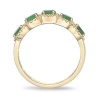 10K Gold Emerald and 1/4 ct. t.w. Diamond Ring