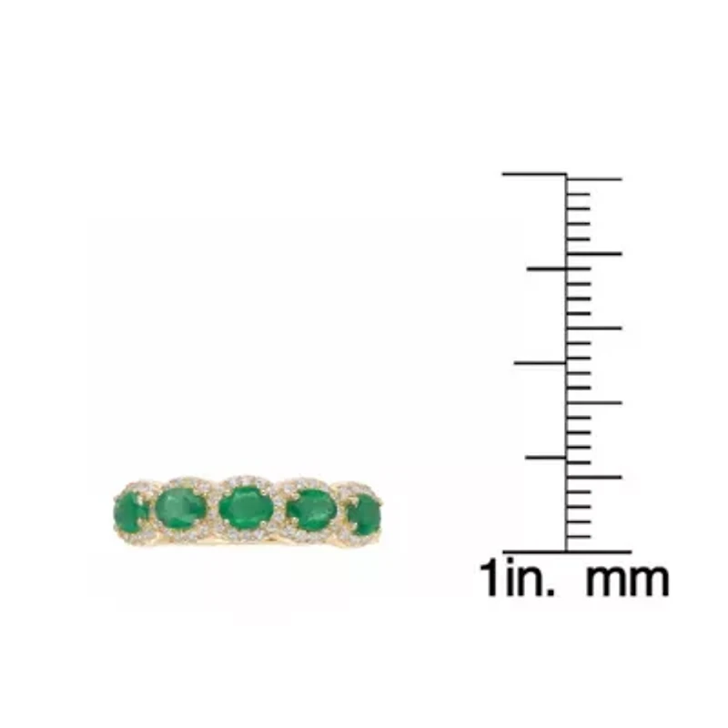 10K Gold Emerald and 1/4 ct. t.w. Diamond Ring