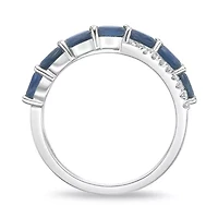 10K White Gold Sapphire and 1/10 ct. t.w. Diamond Ring