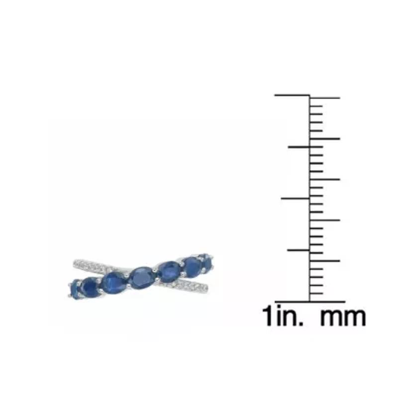 10K White Gold Sapphire and 1/10 ct. t.w. Diamond Ring