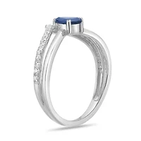 10K White Gold Sapphire and 1/5 ct. t.w. Diamond Ring