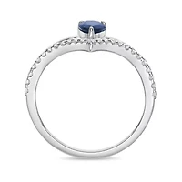 10K White Gold Sapphire and 1/5 ct. t.w. Diamond Ring