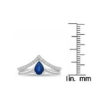 10K White Gold Sapphire and 1/5 ct. t.w. Diamond Ring