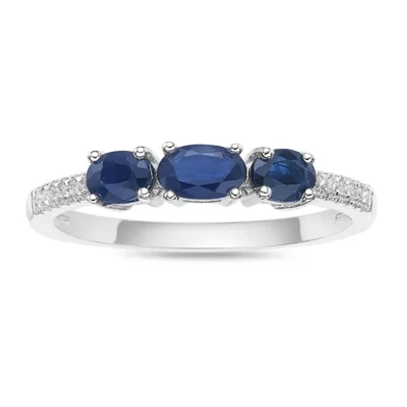 10K White Gold Sapphire and Diamond Accent Ring