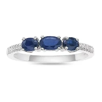 10K White Gold Sapphire and Diamond Accent Ring