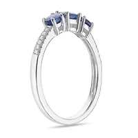 10K White Gold Sapphire and Diamond Accent Ring
